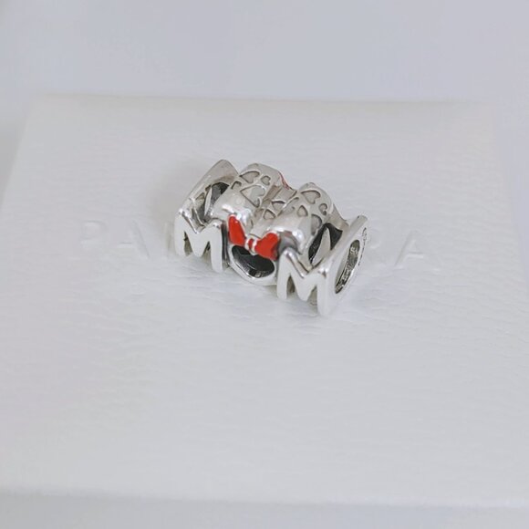 Pandora Minnie Mouse Bow & Mum Charm 925 Sterling Silver Bracelet Pendant - Picture 4 of 9